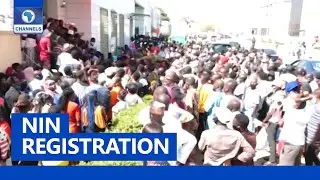 Large Crowd Queue Up At NIMC Headquarters In Abuja