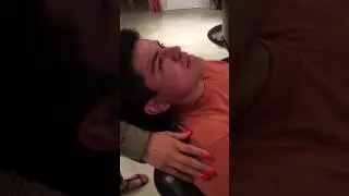 Wonderful guy getting mustache threading...