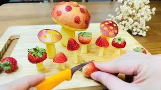 Pilze aus Äpfeln und Erdbeeren | Ein einfaches Frucht-Dessert, das alle Blicke auf sich zieht