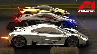 McLaren F1 GTR vs McLaren W1 2025 vs McLaren P1 | Post-Apocalyptic Racing | Assetto Corsa Mods 4K