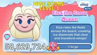 Disney Emoji Blitz - Elsa the Snow Queen (Level 1) - Frozen 2 - HIGH SCORE 58M - Gameplay