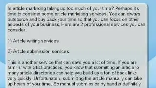 Article Marketing Services - Outsource and Buy Back Your Time