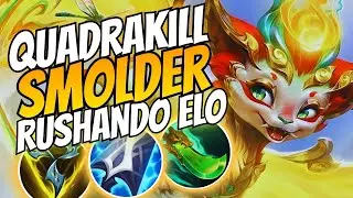 SMOLDER MONTAGE WILD RIFT - GAMEPLAY INSANA QUADRAKILL RUSHANDO ELO COM SMOLDER