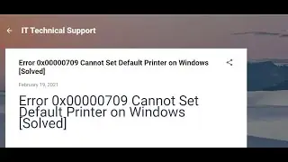 Cannot Set Default Printer on Windows [Solved] Error 0x00000709