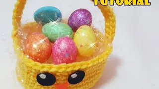 DIY-Tutorial di PASQUA- Cestino pulcino portauova all'uncinetto - easter crochet basket