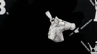 .925 Sterling Silver Horse Profile CZ Iced Out Pendant | Animal Jewelry