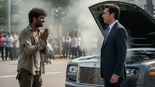 भूखे भिखारी ने कहा: “बस खाना दो, गाड़ी मैं ठीक कर दूँगा” — अरबपति का जवाब सबको रुला गया 😭
