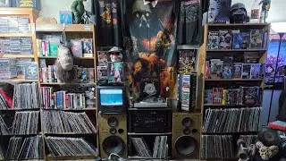 MUSIC AND MOVIE ROOM TOUR! VINYL,  CASSETTES , VHS AND MORE!! OGPRESS - HORROR-DEATH AND THRASH
