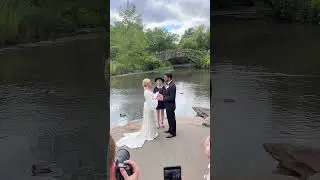 June Wedding in Central Park by the Pond and Gapstow Bridge, Manhattan, New York City