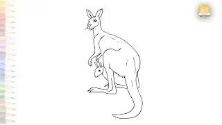Kangaroo with baby Drawing | Red Kangaroo drawing | How to draw Kangaroo step by step