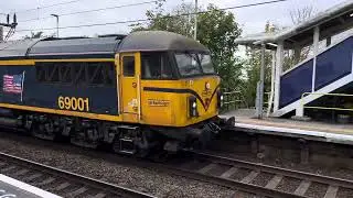 69001 & 66778 SQUEAL through CHEADLE HULME. Longport - Doncaster working 19/9/25