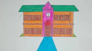 Beautiful School Drawing with Colour | Easy Drawing