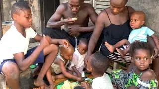 A in an African village home of a young couple with six children | African village life