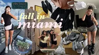a day in miami 🏙🎧ྀི thrift with me, forever 21 try on haul, walks by the ocean & more ⊹ ࣪ ˖