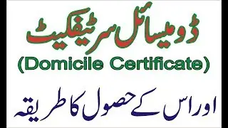 what is domicile certificate and procedure for obtaining  it (Pakistan) Urdu / HIndi