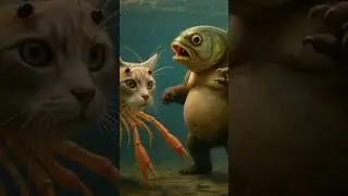 Fish vs Shrimp-Cat | Funniest Animal Fight Ever#FunnyAnimals #FishFight #ShrimpCat #CartoonFight