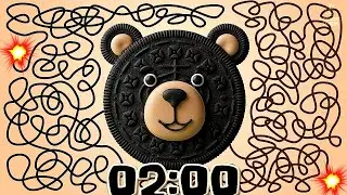 2 MINUTE Timer - BLACK BEAR (COOKIE BOMB) 🐻​​🍪​ Classroom Countdown With Music