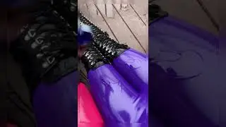 Two Shades of Latex Beauty &ndash; Red & Purple Magic Leggings 💫