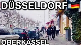[4K] Cloudy Day City Walk - Dusseldorf Oberkassel - West Germany City Walk