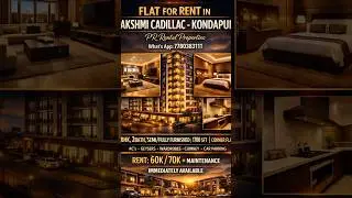 🏡 Ultra Luxury 3BHK Flat for Rent in Lakshmi Cadillac Kondapur | Semi/Fully Furnished | ₹60K&ndash;₹70K💫