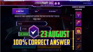 Today Answer freefire | 23 august anniversary quiz answer | Annual party answer | Aaj ka answer ff