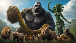 King Kong & The Lion vs Medusa Gorgon and Her Snakes: Skull Island Snake Invasion | Epic Monster