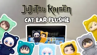 FULL SET OF JUJUTSU KAISEN CAT EAR PLUSHIES UNBOXING 🐱 | ASMR Cozy Music, No Talking
