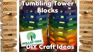 Dollar Tree Tumbling Tower Blocks - Jenga Blocks - DIY Craft Idea - Rainbow Light up Vase Decoration