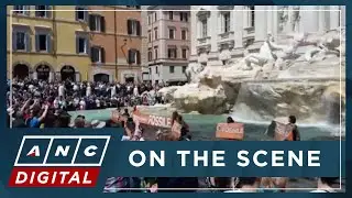 Climate activists turn Trevi Fountain waters black in protest vs gov't subsidized fossil fuel | ANC