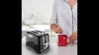 Glossy Black Cute Retro Toaster 2 Slice with 1.58