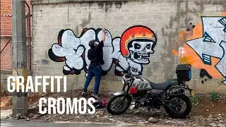 GRAFFITI QUICK PIECE Cromo con personaje, Pintando Spots en Motocicleta