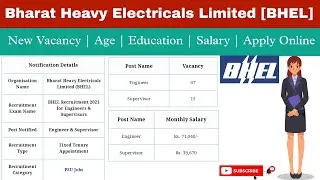 BHEL notification 2021, new vacancy 2021, govt job vacancy, Bhel recruitment 2021, Government jobs