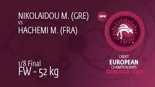 1/8 FW - 52 kg: M. HACHEMI (FRA) df. M. NIKOLAIDOU (GRE) by FALL, 13-4