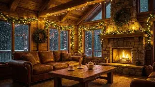 Calm Christmas Ambience 🎄 Cozy Fireplace & Soft Snow &bull; Relaxing Holiday Music