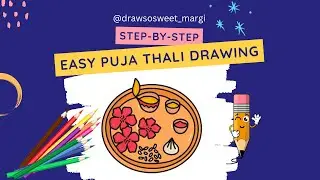Easy Puja Thali Drawing and Coloring | Simple Festival Art Tutorial for Beginners
