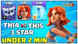 Th14 vs Th15 Max 3 star Under 2 Minutes Only! Best Th14 Yeti Valkyrie Attack Strategy in Coc