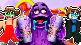 FUJA do MILKSHAKE do GRIMACE | Obby Com COWBLOX E BACONZINHO