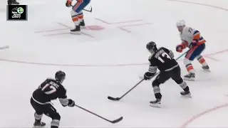 Nico Hischier scores a goal against the New York Islanders