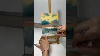 Ocean sunset painting with oil paint-time lapse video