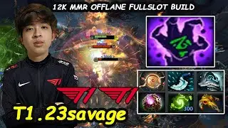 T1 23savage DOOM 12K MMR - MODE OFFLANE FULL SLOT BUILD Dota 2 pro Gameplay