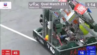 VEX Worlds 2016 - VRC High School - Technology - Qual 211 (586A 4306A) 156 vs 224 (7581H 2567A)