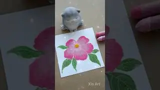 Розовый цветок масляной пастели #легкийрисунок #живопись #искусство