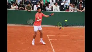 Still looking to improve: Novak Djokovic practices return positions