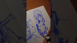 Drawing Gojo Satoru with just a ball pen! (Day 7) #cinematicart #ballpenart #shorts