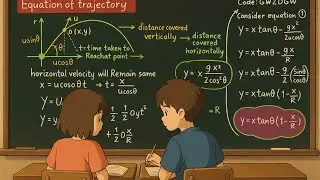 TRAJECTORY EQUATION , CHANGE IN MOMENTUM, KINECTIC ENERGY AT DIFFERENT POINTS