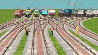 10 TRAINS CROSSING AT BUMPY FORKED BRANCHED RAILROAD TRACKS | train videos Indian railways