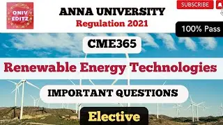 CME365 | Renewable Energy Technologies Important Questions| Be Prepare 👍