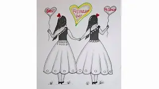 Friendship Day Drawing ✍️ | Best Friends Forever Drawing | Easy & Cute Drawing