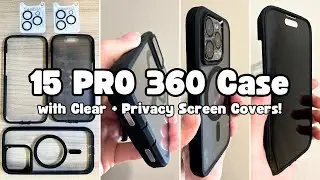MagSafe 360 Case for iPhone 15 Pro from Tieszen - with Clear + Privacy Screen + Lens Covers!