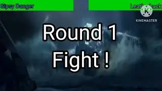 Gipsy Danger vs Leatherback with healthbars / docks fight